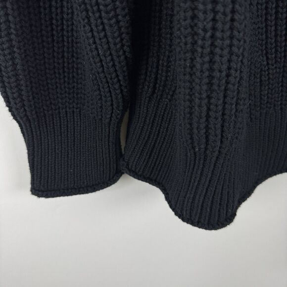 J Crew Relaxed Rollneck Sweater Womens 2X Black Chunky Knit Turtleneck Fisherman - Picture 4 of 16